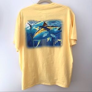 Guy Harvey Light Yellow Tuna Fish Tee sz Large